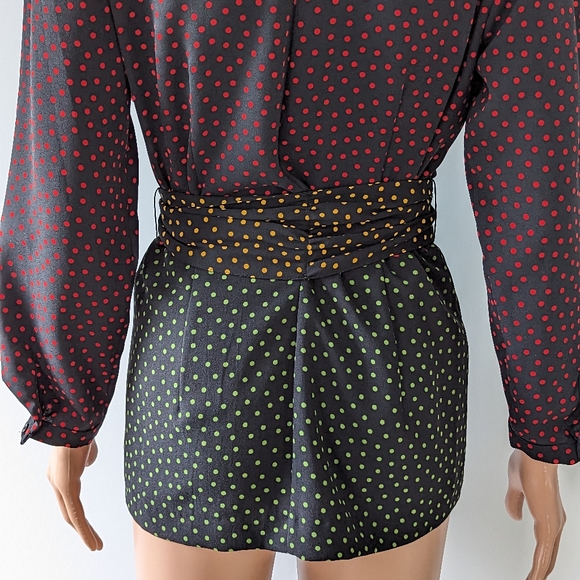 Zara polka dot multi color wrap top with tie crepe - Picture 9 of 11